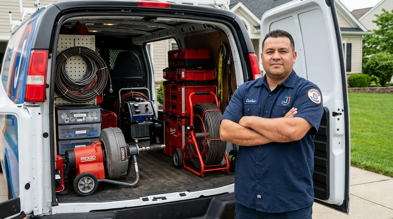 Professional drain cleaning equipment and Johns Plumbing LLC plumber in Auberry